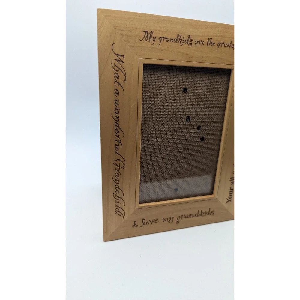 Decorel Wood Picture Frame Grandkids Engraved Sentimental Rustic Holds 4x6